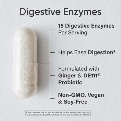 ® Digestive Enzymes with Probiotics & Ginger - Plant Based Vegan Certified Non-Gmo (90 Softgels)